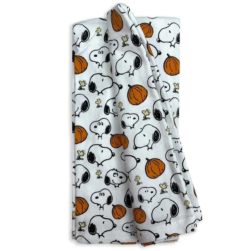 Peanuts Snoopy Woodstock Fall Pumpkins Kitchen Towel Set New Cotton 18x28 2-Pack